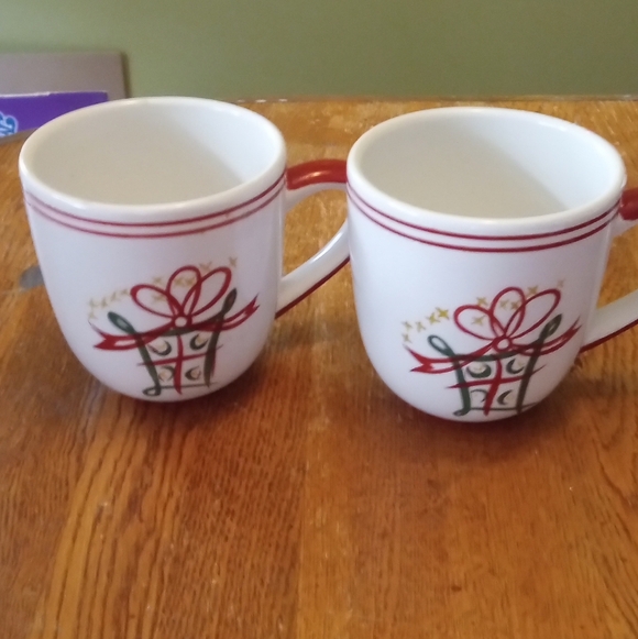 Pier 1 Red and White Ribbon Mugs - Picture 2 of 4